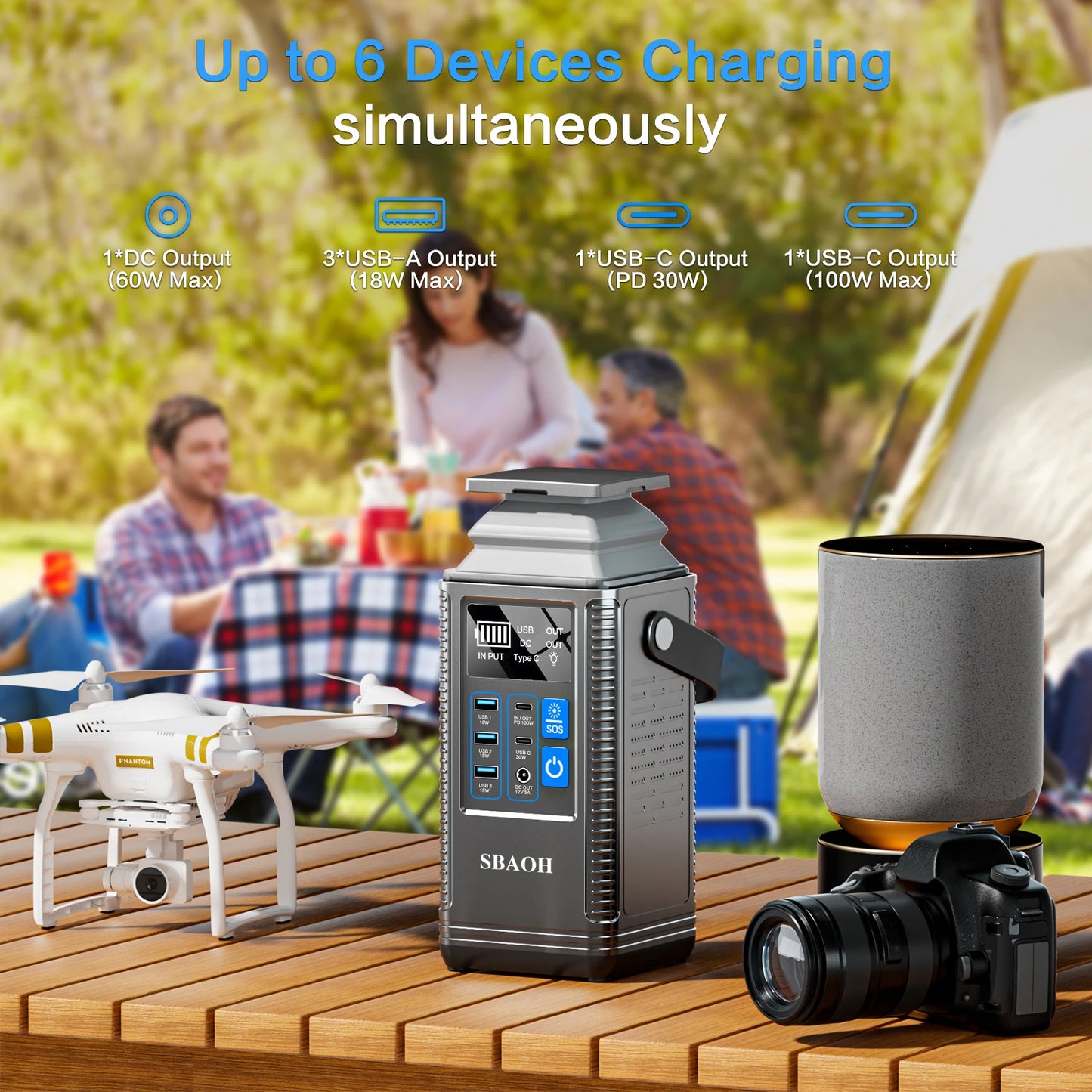 Portable Power Station,296Wh 80000mAh Outdoor Generator Quick Charge In/Out PD 100W