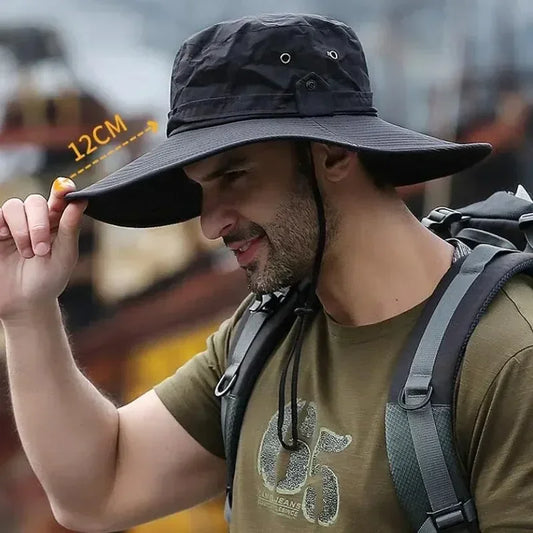 New Sun Protection Fishing Hat Summer Breathable Mesh Camping Hiking Cap Anti UV Sun Hat Mountaineering Men's Panama Hat