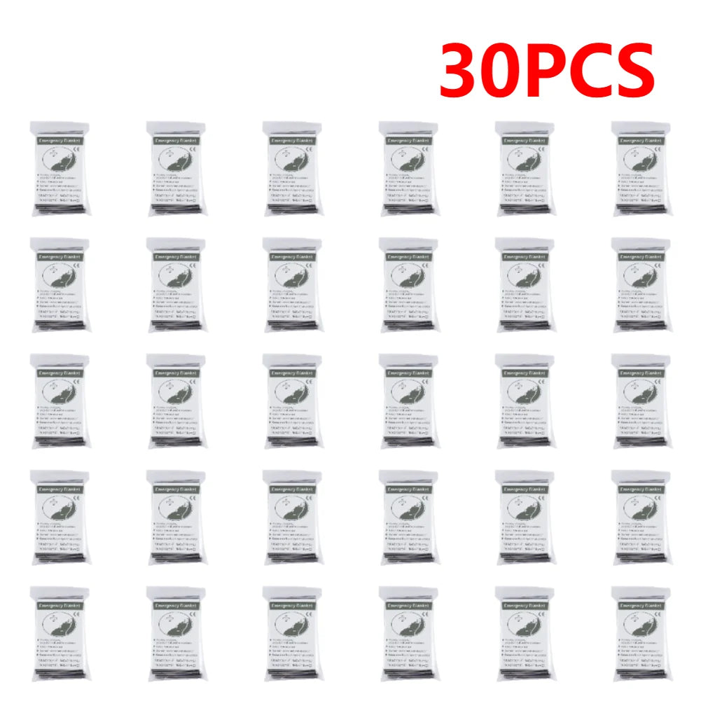 30-10PCS Emergency Thermal Poncho Blanket Lightweight Folding Water Resistant Windproof Sunshade First Aid Camping Mat Pad Cover