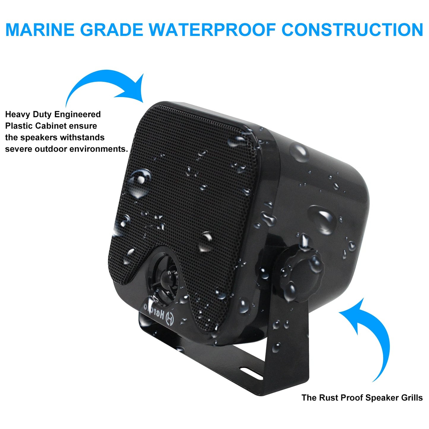 4'' 100W Heavy Duty Waterproof Boat Marine Bluetooth Speakers Surface Mounted For Camper