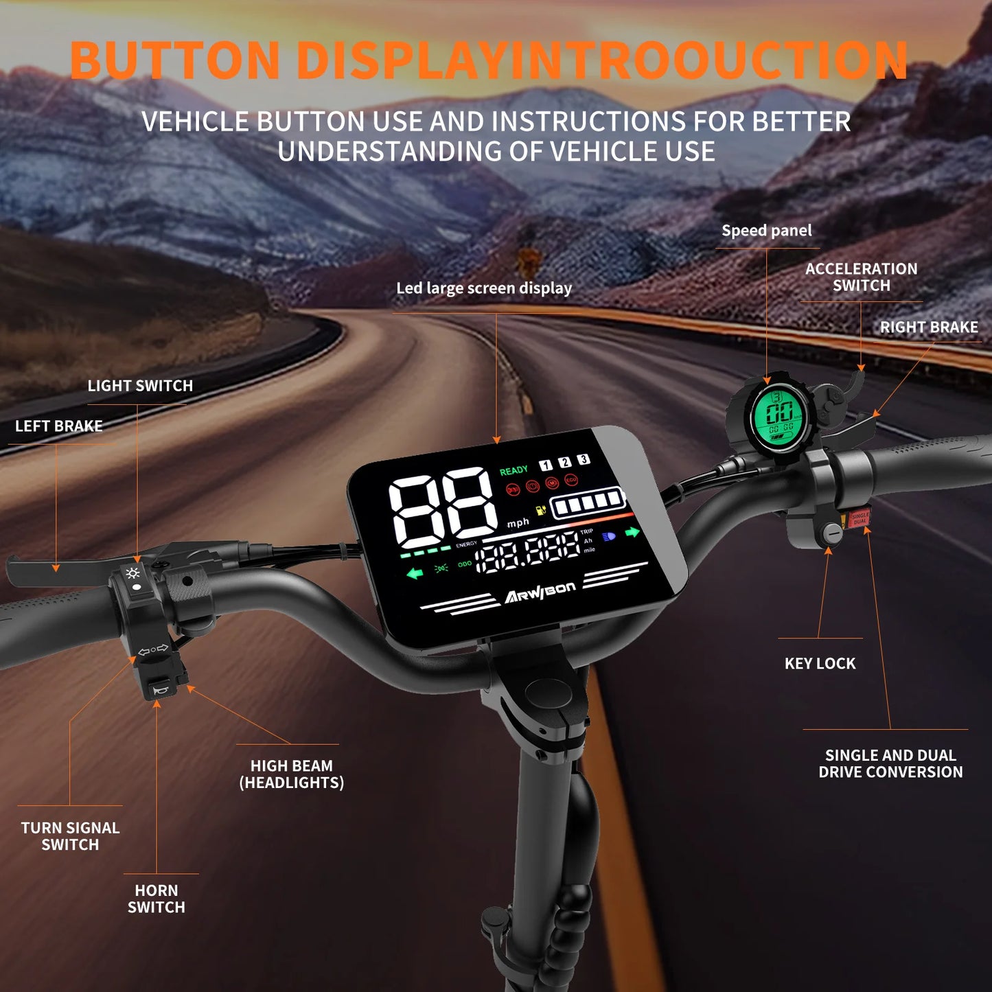 GT08 Electric Scooter 5600W Dual Motor 50MPH 50Miles Range Off-Road Tires