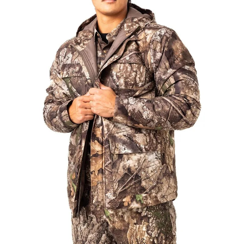 Realtree Men's Edge Timber Max-7 Camo Hunting Insulated Cold Weather Parka Jacket Windproof Mid-weight Super Warm