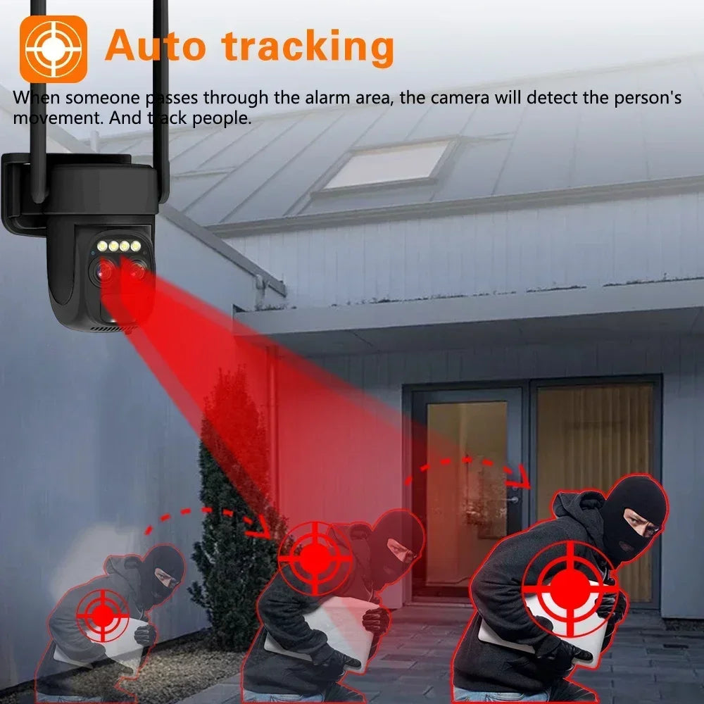 4K Wireless Outdoor PTZ Solar IP Security Camera 10X Zoom 8MP Dual Lens WiFi CCTV