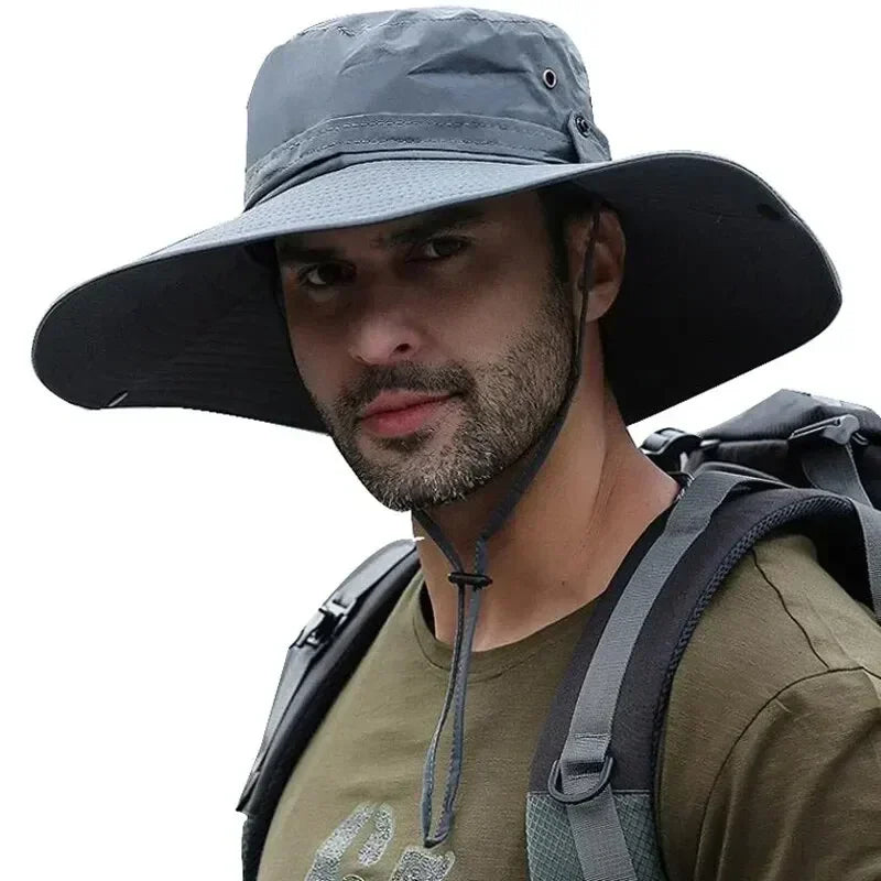 New Sun Protection Fishing Hat Summer Breathable Mesh Camping Hiking Cap Anti UV Sun Hat Mountaineering Men's Panama Hat
