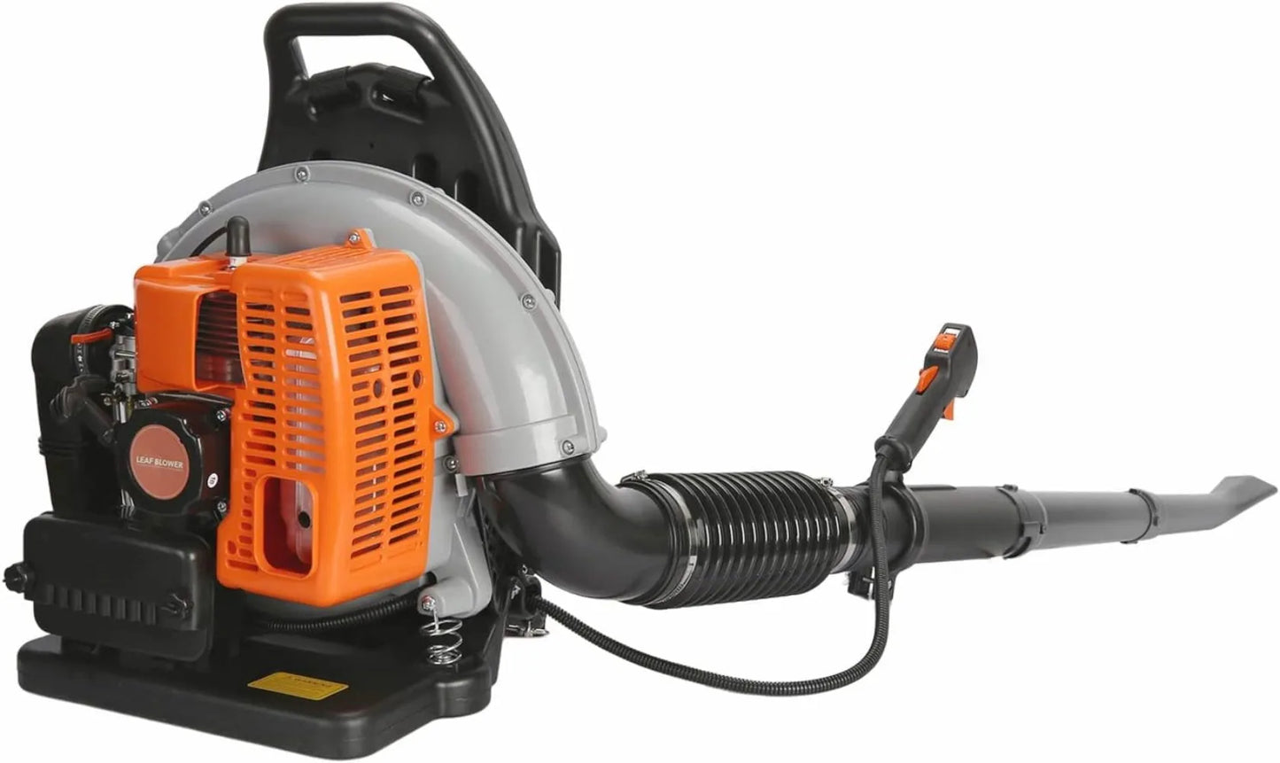 63CC 3HP 2 Stroke Backpack Gas Powered Leaf Blower, Grass Lawn Blower Air Cooling Gasoline Backpack