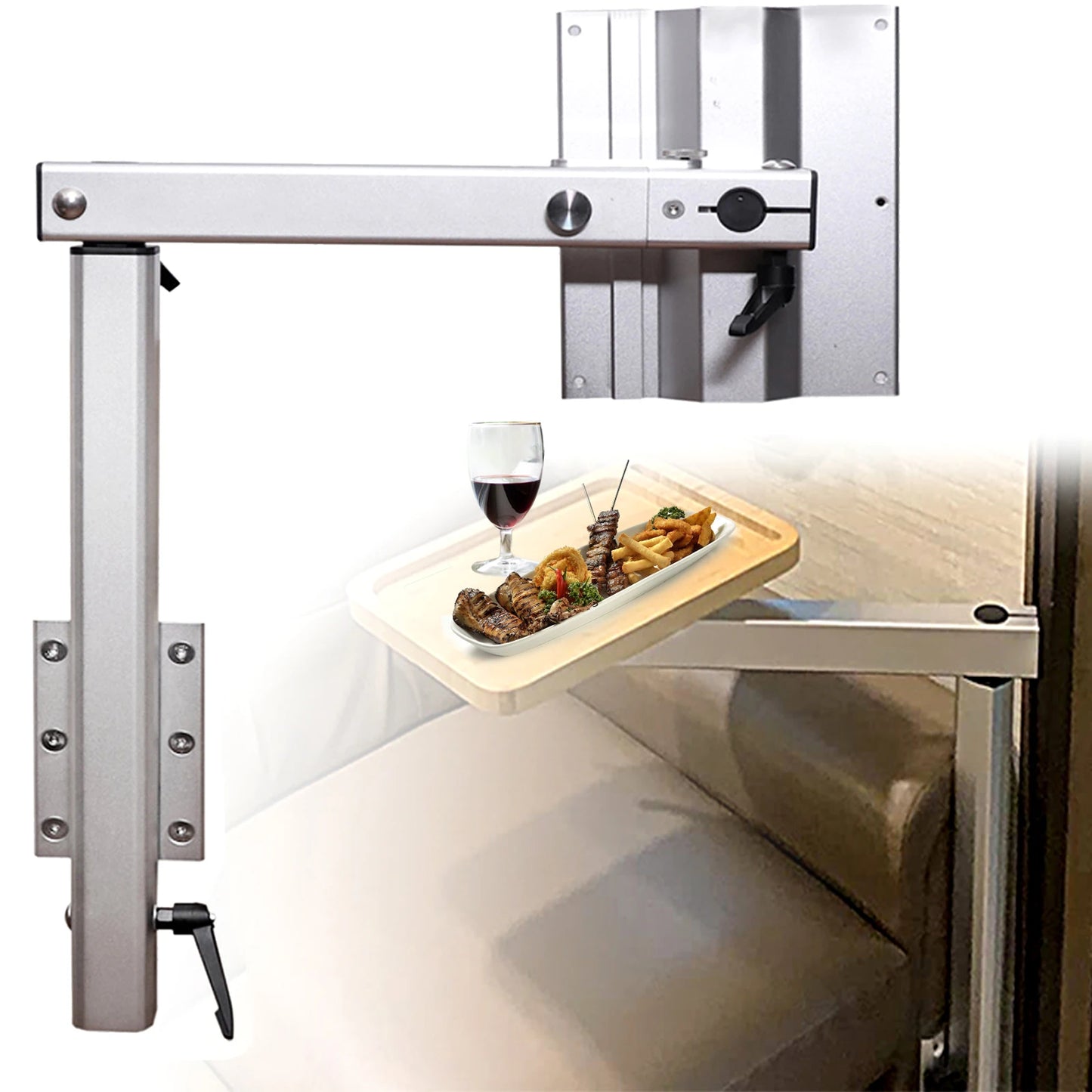 RV table leg design, wall-folding and 360° rotating high-quality aluminum alloy