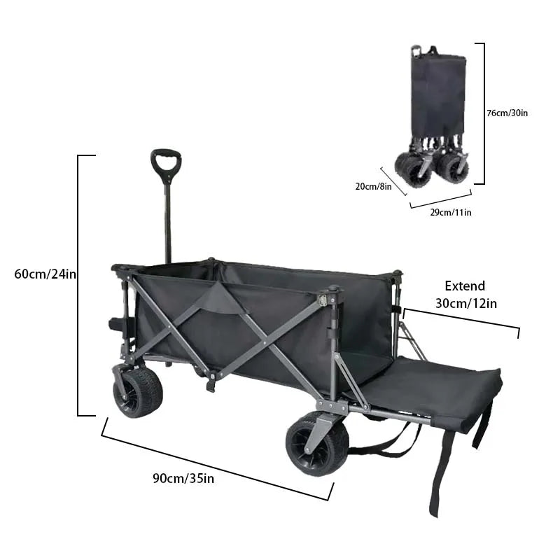 RV small trailer, large capacity beach buggy, portable heavy-duty foldable truck, shopping cart