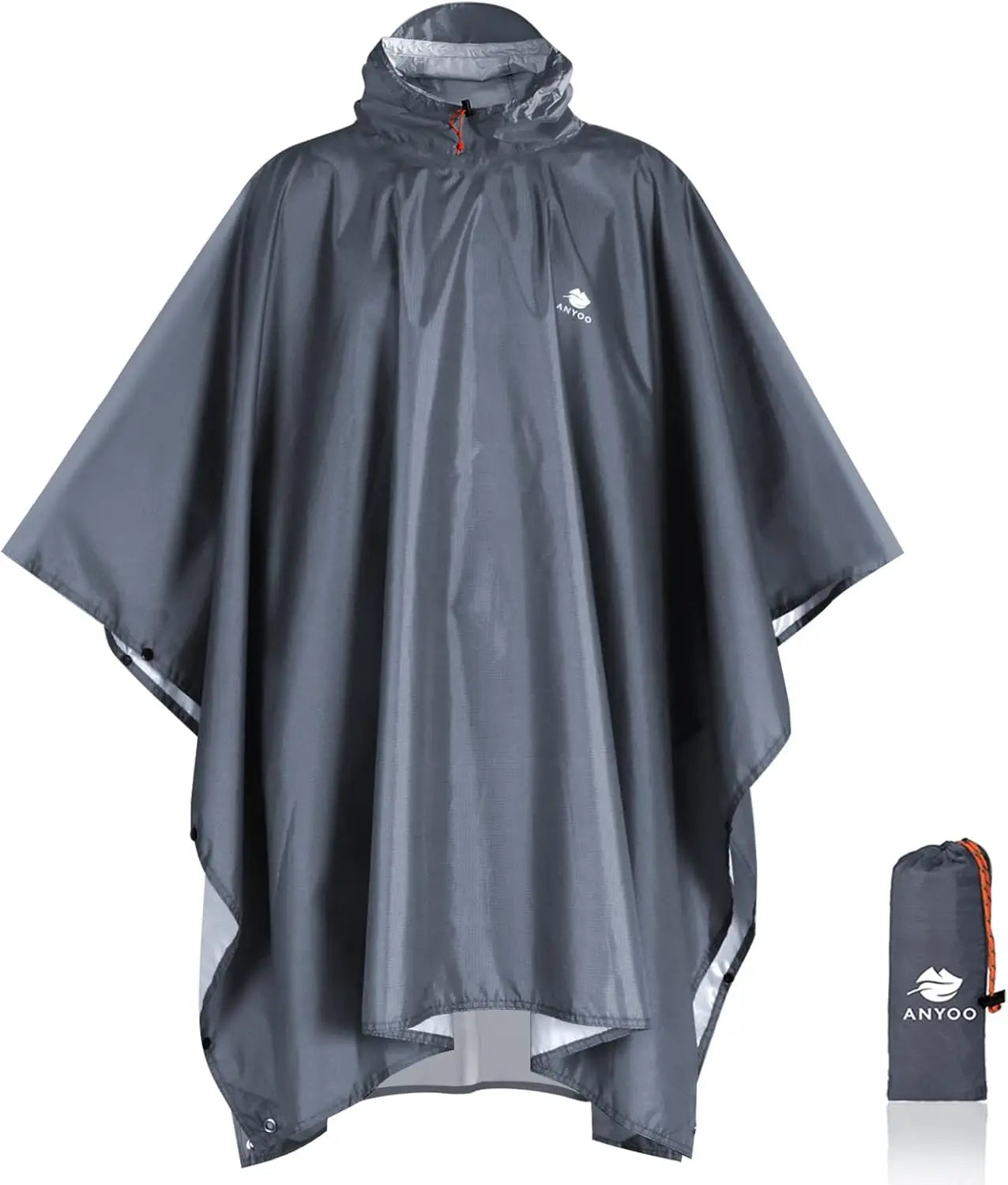 Hooded Rain Poncho for Adults Waterproof Lightweight Rain Coat for Men Women Reusable Rain Jacket for Emergency Outdoor