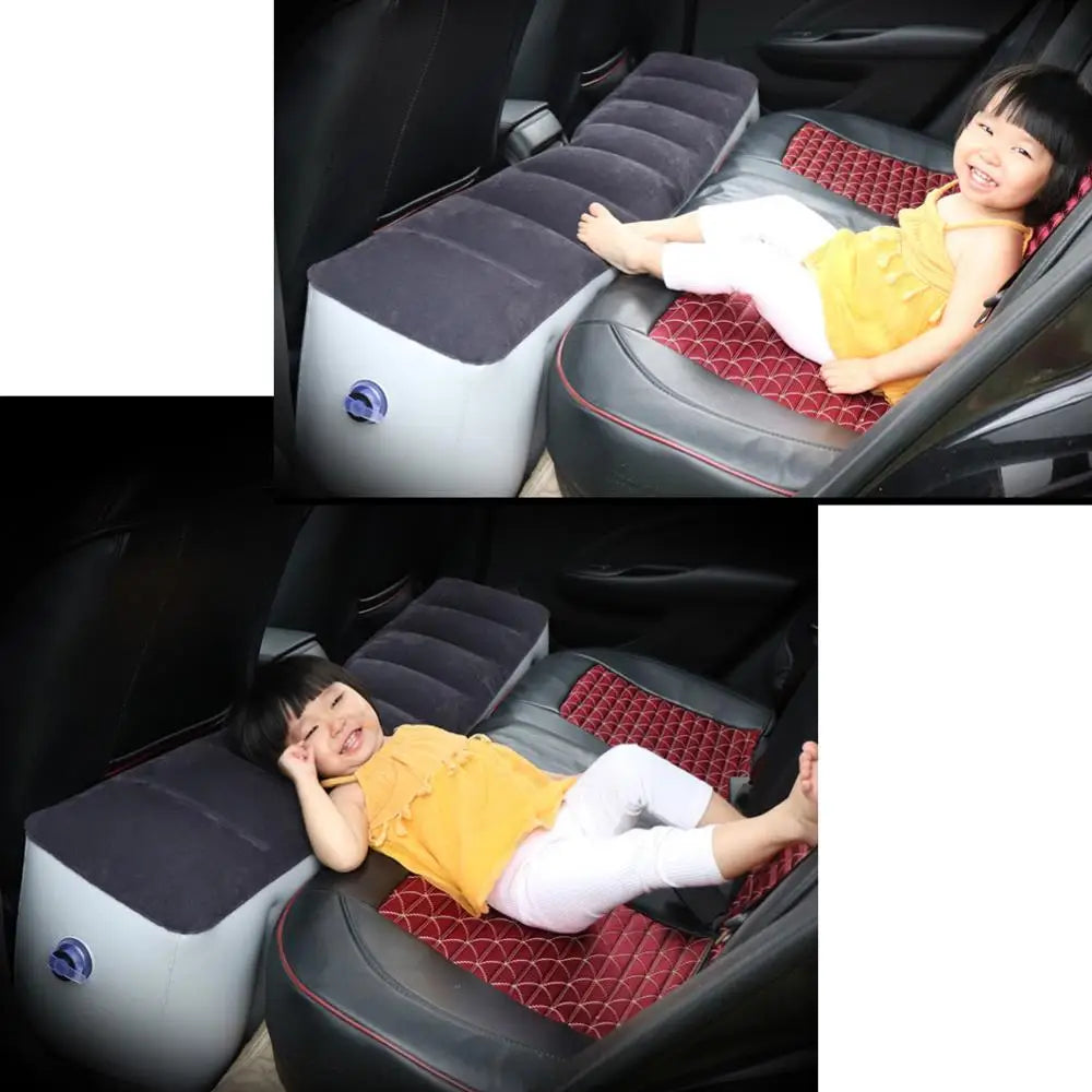 Inflatable Car Travel Bed Mattress for Back Seat Accessories Cushion Gray Flocking Cloth Outdoor Camping Air Bed
