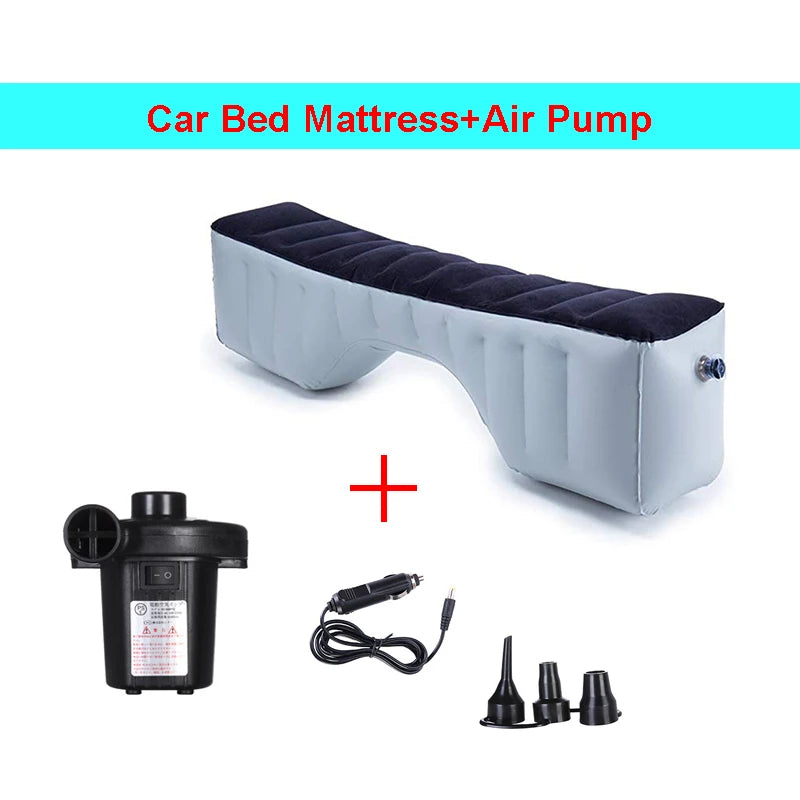 Inflatable Car Travel Bed Mattress for Back Seat Accessories Cushion Gray Flocking Cloth Outdoor Camping Air Bed