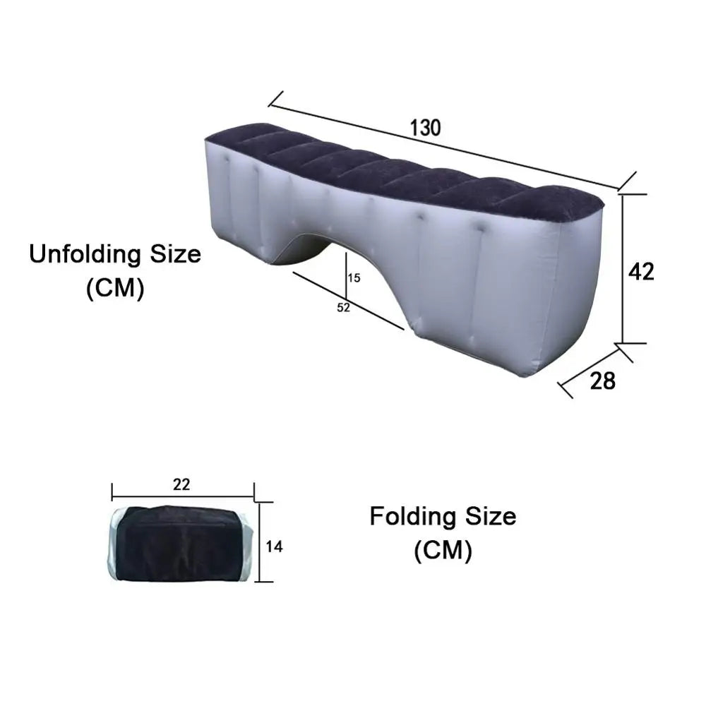 Inflatable Car Travel Bed Mattress for Back Seat Accessories Cushion Gray Flocking Cloth Outdoor Camping Air Bed