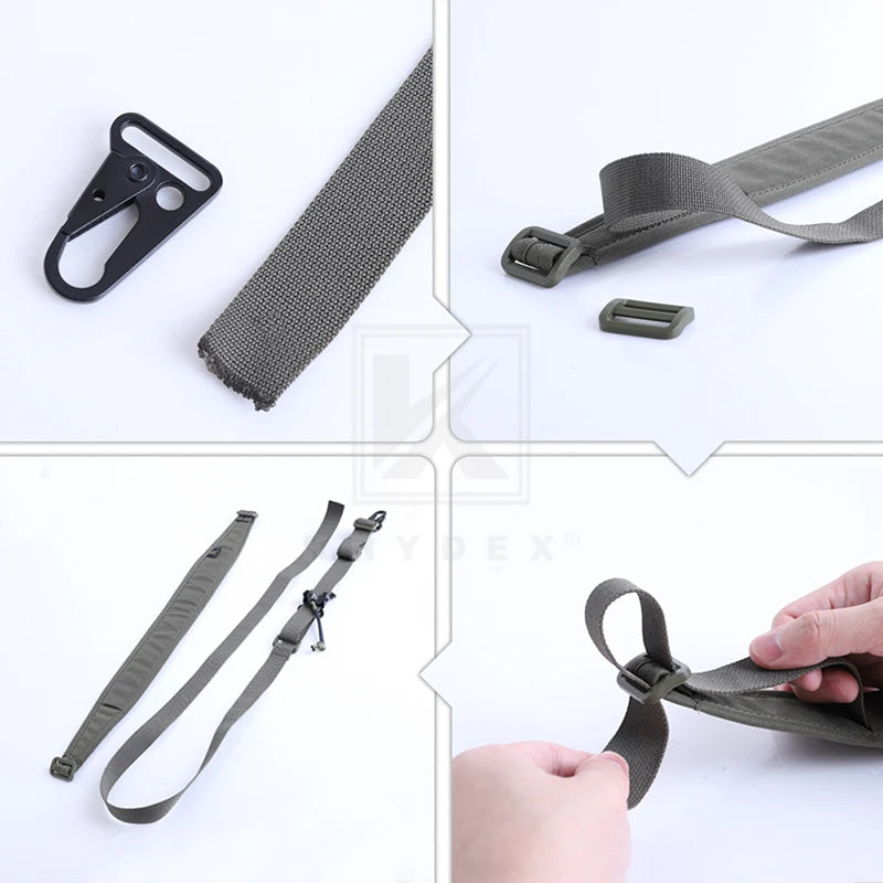 KRYDEX Tactical Sling Modular Gun Strap Slingster Removable 2 Point 1 Point 2.25" Padded Sling Shooting Hunting Accessories