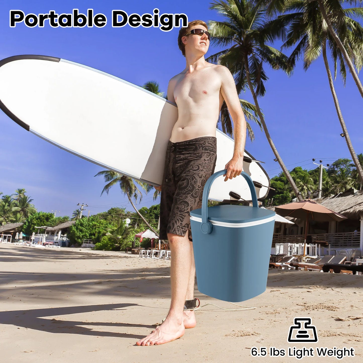 4 Gallon Portable Cooler Bar Table w/ Handle Bottle Opener & Lift Top Lid