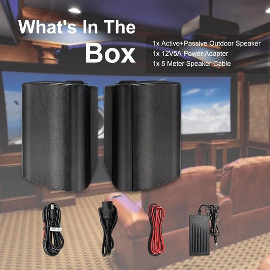 5.25 Inch Indoor Outdoor Bluetooth Speakers Waterproof Wired Wall Mount System 300 Watts Black