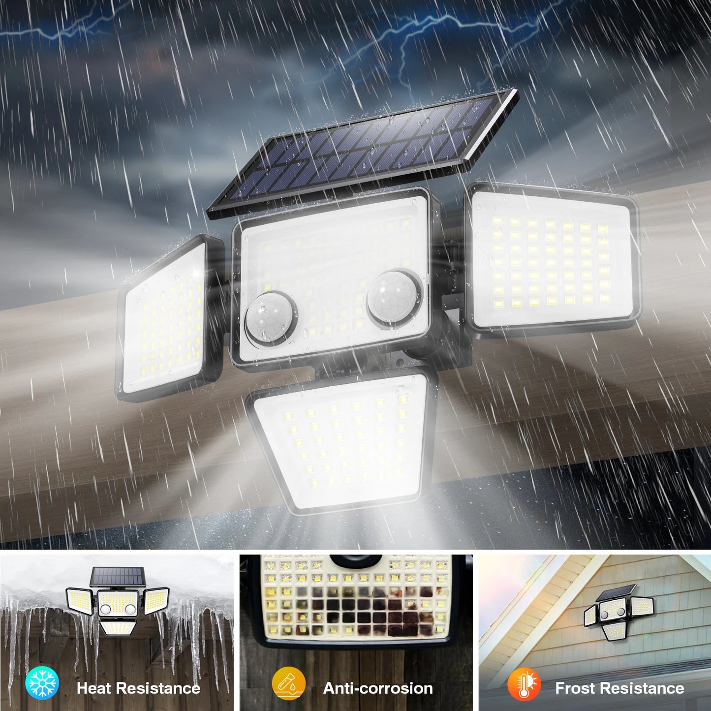 Solar Outdoor Lights - 3000LM 188 LED Motion Sensor Lights Solar Flood Security Lights