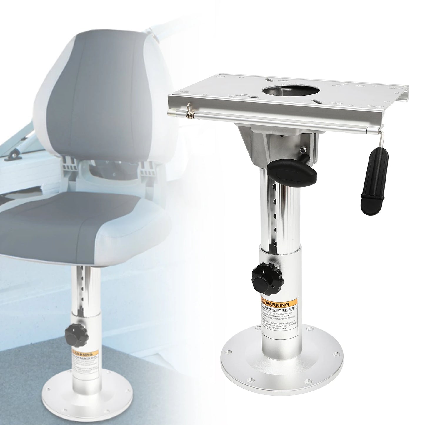 Adjustable Boat Seat Pedestal, Aluminum Alloy Adjustable Height 360° Swivel Fore/AFT Slide