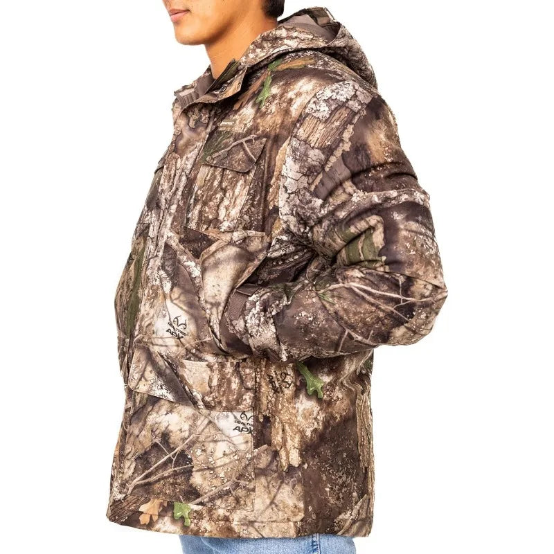 Realtree Men's Edge Timber Max-7 Camo Hunting Insulated Cold Weather Parka Jacket Windproof Mid-weight Super Warm