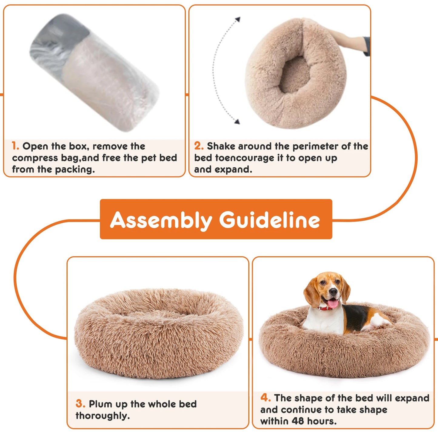 Calming Dog Bed for Medium to Large Dogs Washable Large Pet Bed Anti-Slip