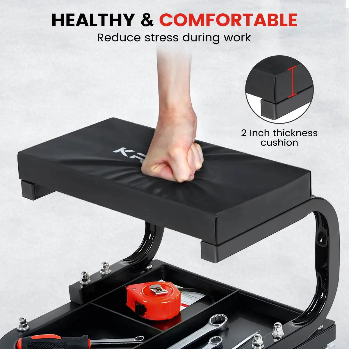 Mechanic Stool 120kg Load Rolling Pneumatic Creeper Garage/Shop Seat Padded Rolling Workshop Stool for Garage Auto Repair