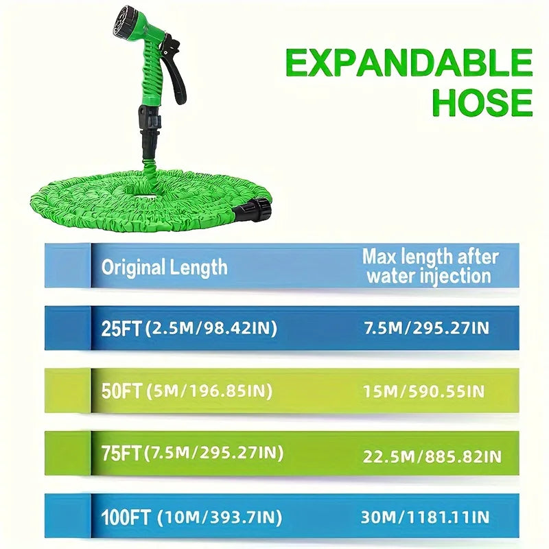 25FT-100FT Expandable Garden Watering Hose High Pressure Car Wash Magic Flexible Water Hose