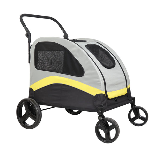 Pet Stroller for 2 Dogs with Zipper Divider