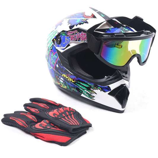 Well Vented Unisex Motocross Helmet DOT Certified For ATV MX BMX Dirt Bike Racing Off Road Impact Resistance