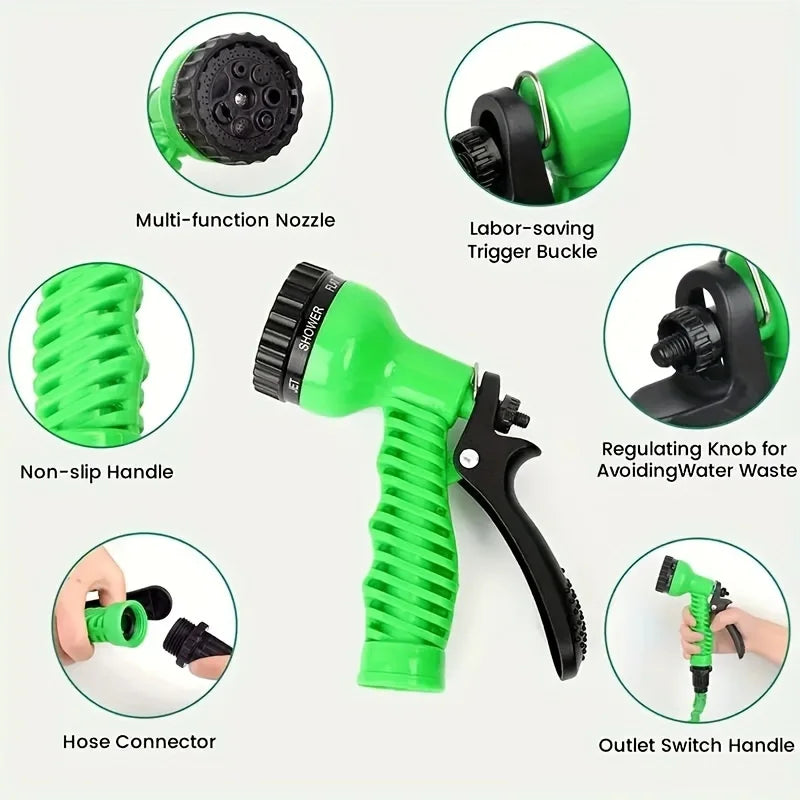 25FT-100FT Expandable Garden Watering Hose High Pressure Car Wash Magic Flexible Water Hose