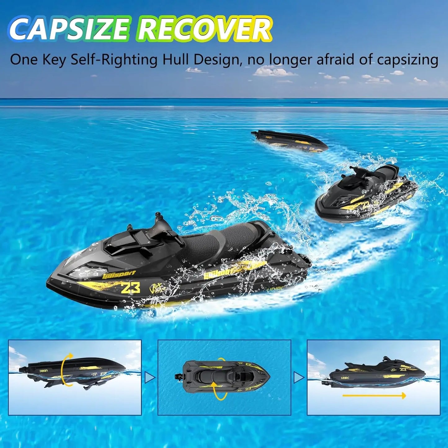 UDI023PRO Brushless RC Boat for Adults, High Speed Jet Boat, 25KM/H Remote Control