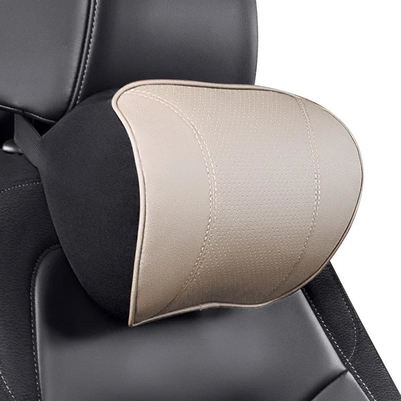 Car Seat Headrest Travel Rest Neck Pillow PU Leather Memory Foam Cushion for Auto Neck Support