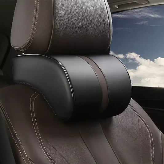 Car Seat Headrest Travel Rest Neck Pillow PU Leather Memory Foam Cushion for Auto Neck Support