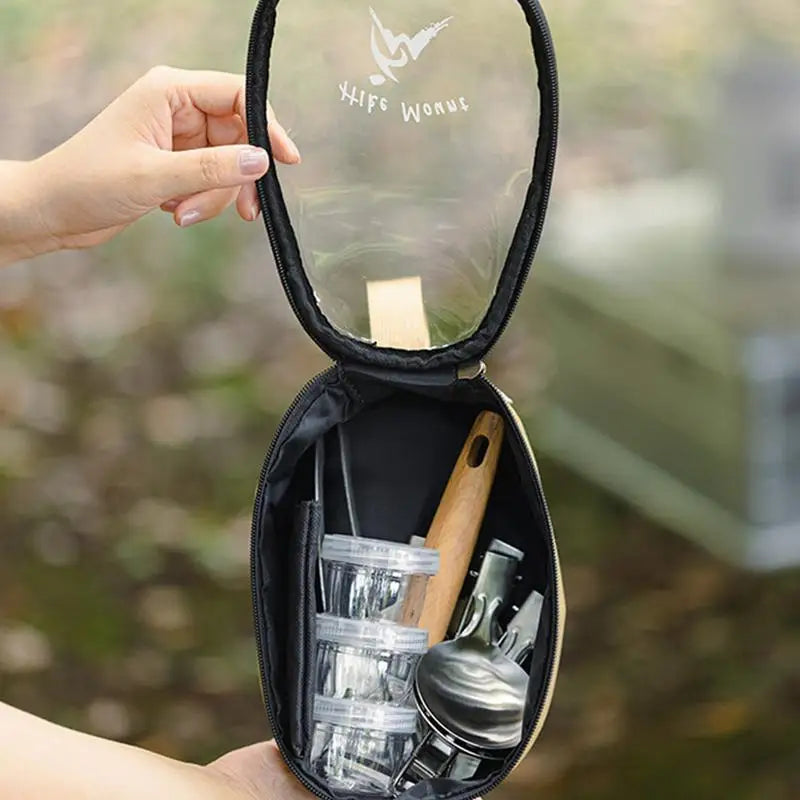 Camping Kitchen Set 11pcs Cooking Utensil Bowls & Forks BBQ Camping Kit