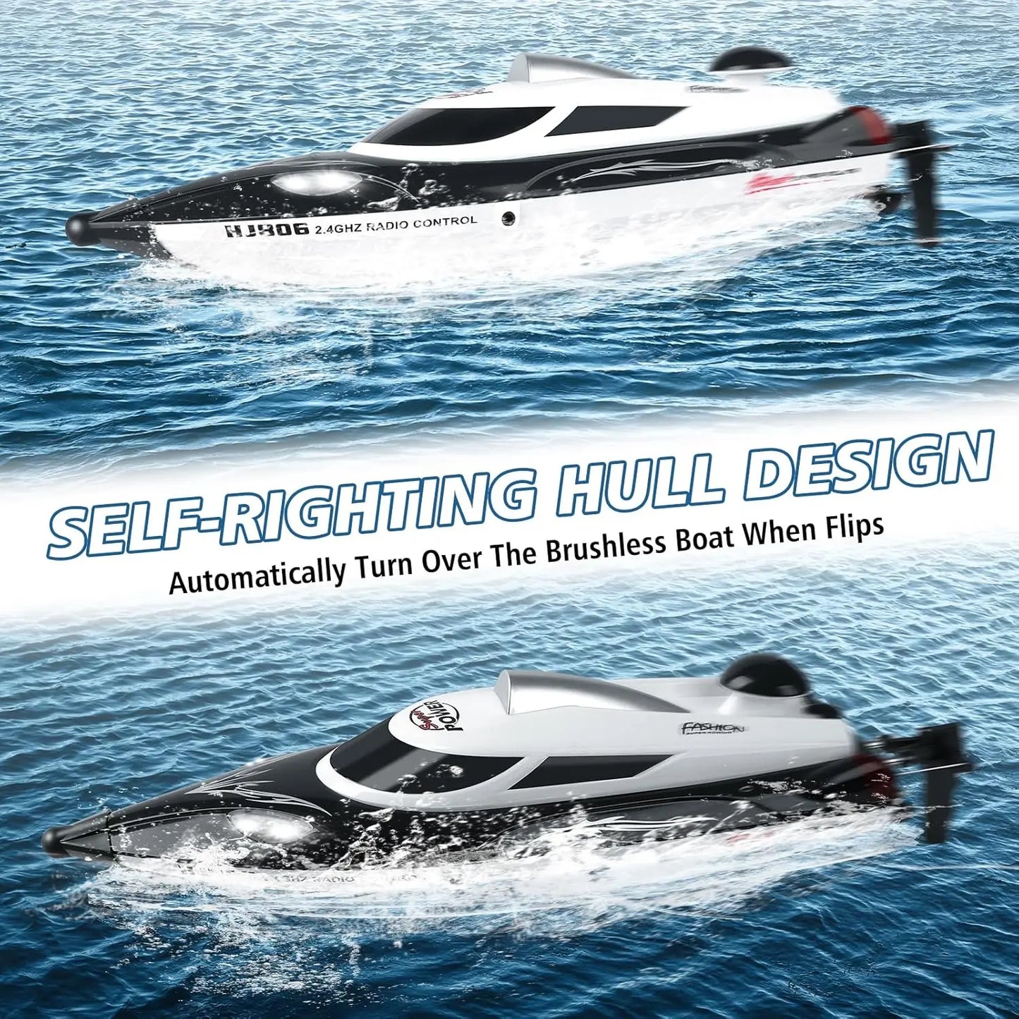 Boat-Remote Control Boat for Adults-High Speed 35+ KPH RC Boat for Pool-Toys for Ages 8-13 (Black)