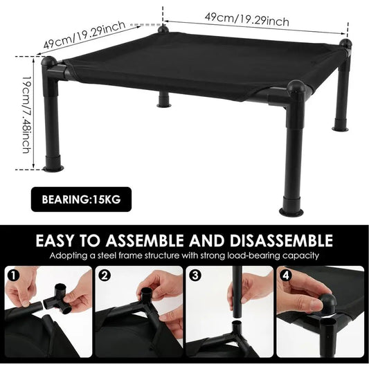 Outdoor Raised Dog Bed Cooling Comfort Elevated Dog Bedw With Metal Frame Portable Dog Cot