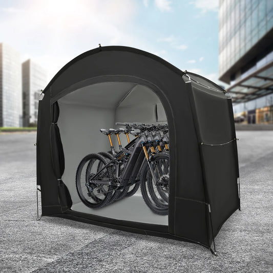 Weather-Resistant Portable Storage Shed, UV & Rain Protection, 3-4 Bike Capacity, Ventilated for Easy Setup