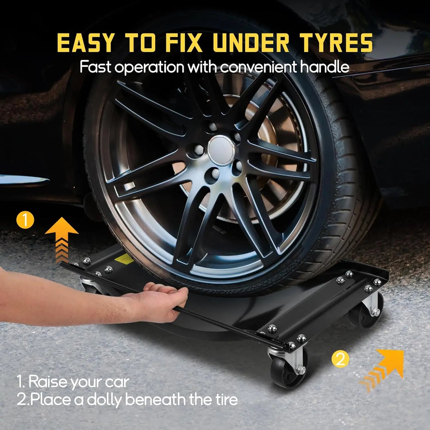 2pcs/4pcs Car Dolly Set 5000LBS Capacity Wheel Dolly, Heavy Duty Vehicle Dolly for Moving Car with Steel Wheels