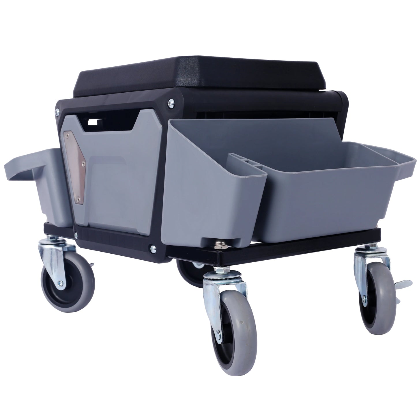 Heavy Duty Mechanic Stool with 330lbs Load Capability, Garage Stool with Wheels, Rolling Creeper with Soft Rubber Cushion Seatin