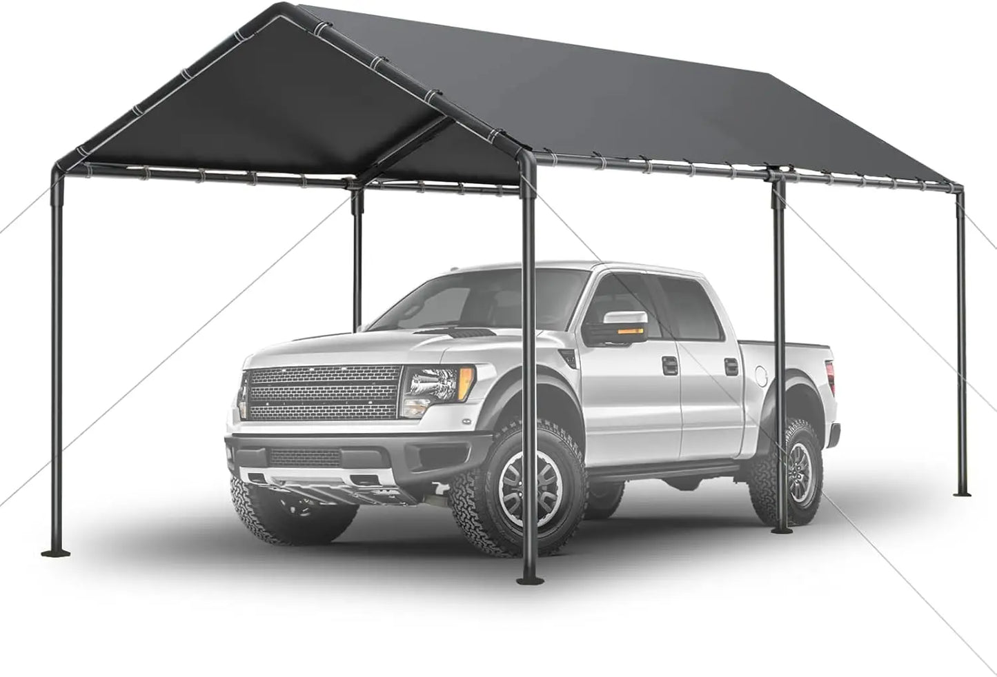 Outdoor Carport 10x20ft Heavy Duty Car Tent, Portable Garage Canopy Storage Shed, All-Season Tarp Tent for Car, Party (GY)