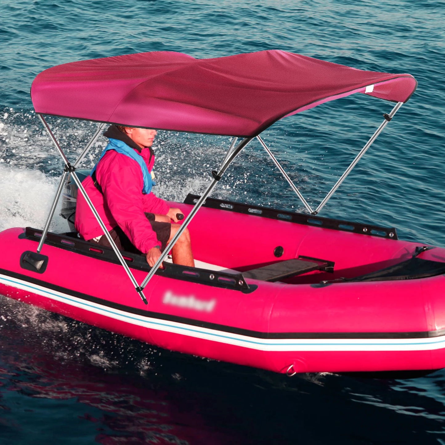 Windproof Waterproof and Sunscreen Sturdy and Durable Red Yacht Sunshade Top Boat Cover