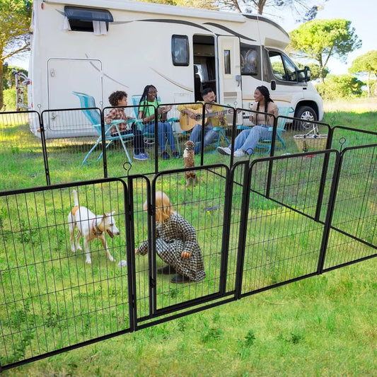 Outdoor 12 Panels Heavy Duty Dog Pen 40" Height Puppy Playpen Anti-Rust