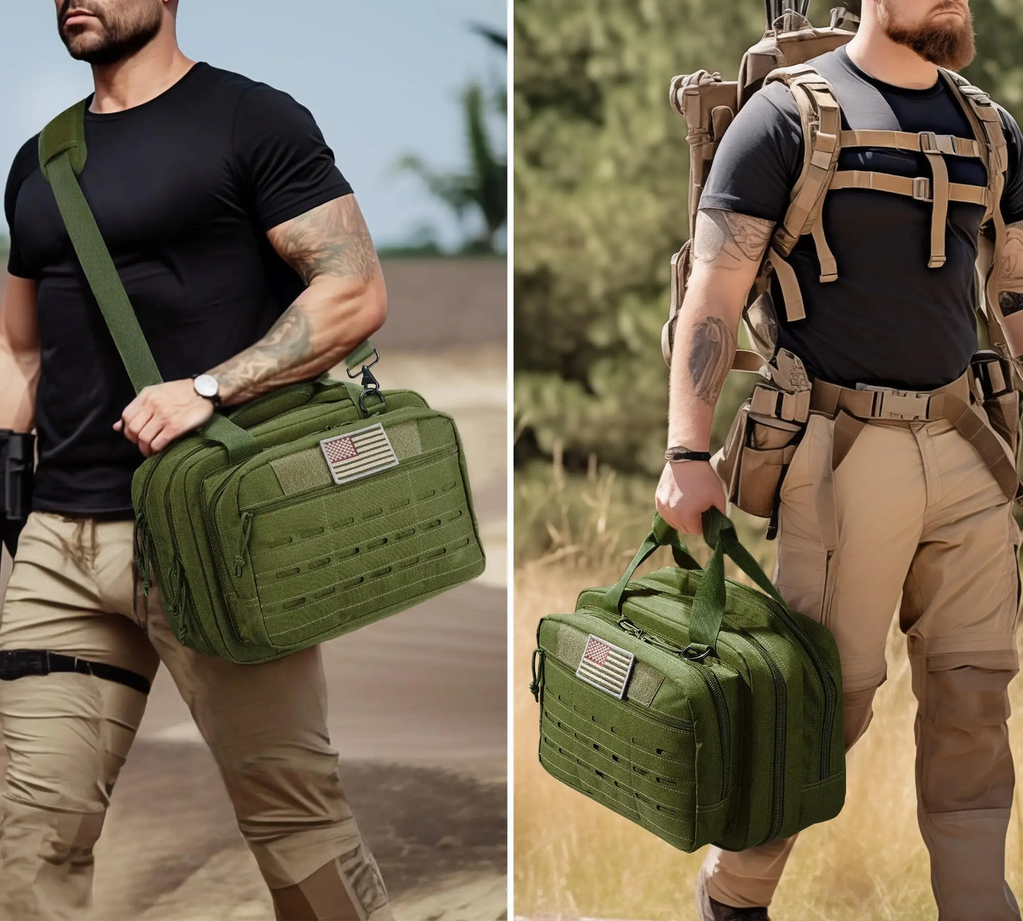 CVLIFE Tactical Gun Range Bag Case Pistol Handgun Lockable 3 Compartments Outdoor Shooting