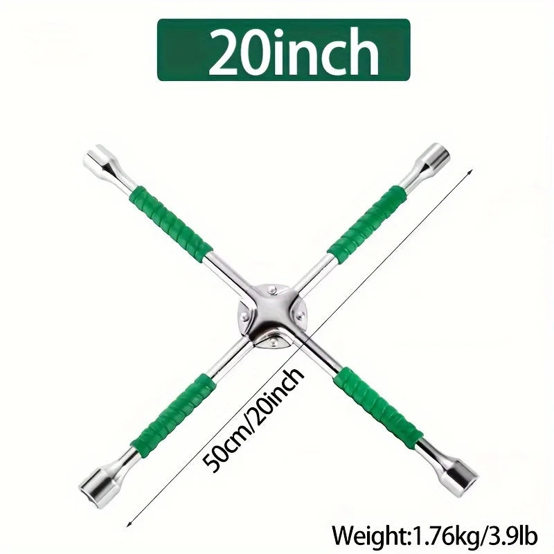 20Inch Car Extended Universal Tire Wrench,Heavy Duty Universal Lug Wrench Repair Tire Replacement Tool Set Socket Cross Wrench