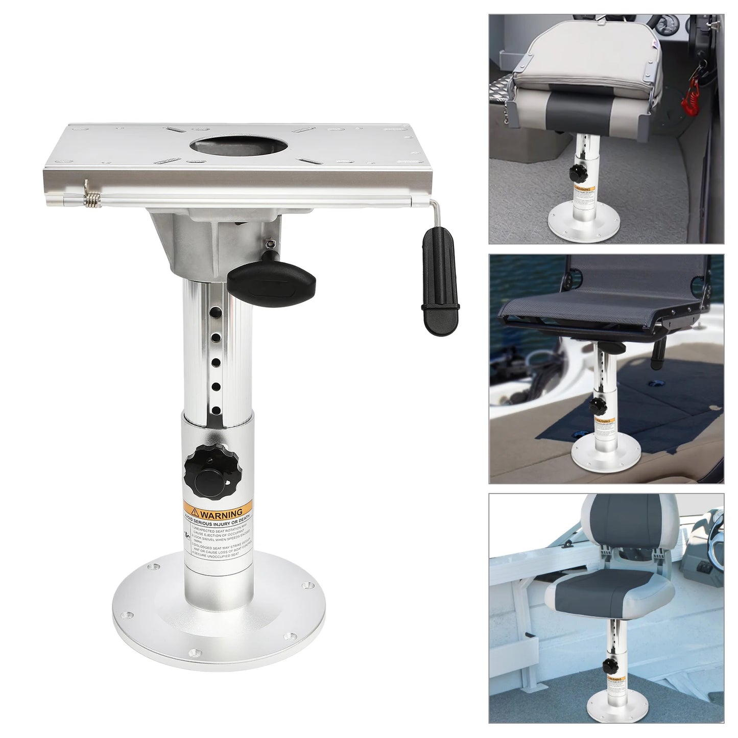 Adjustable Boat Seat Pedestal, Aluminum Alloy Adjustable Height 360° Swivel Fore/AFT Slide