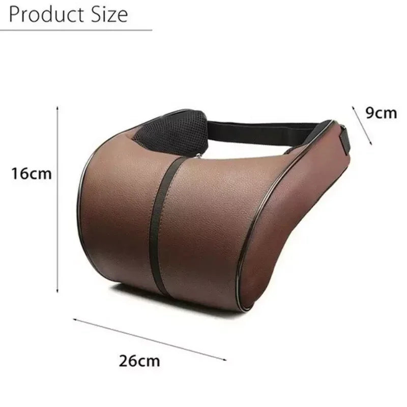 Car Seat Headrest Travel Rest Neck Pillow PU Leather Memory Foam Cushion for Auto Neck Support