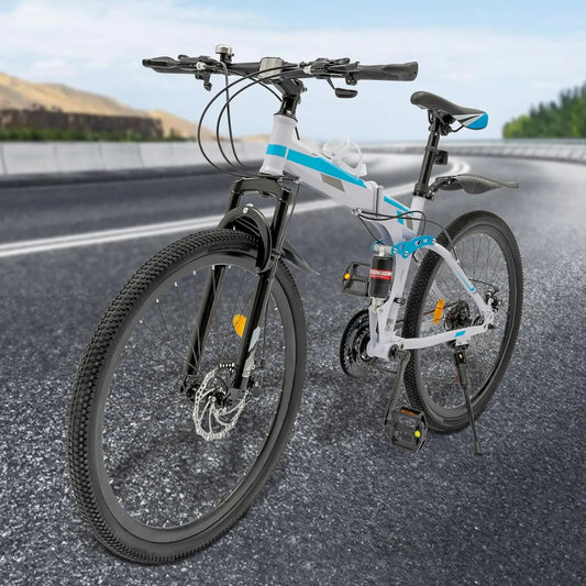 26 Inch Mountain Bike, 21 Speed Folding Bike, Foldable Bicycle for Daily Commuting, Fitness, Off-Road Challenges, Competition