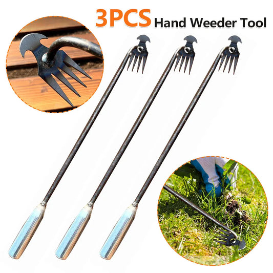 3PCS Loose Soil Hand Tool with Long Handle Uprooting Weeding Tool for Garden Lawn Farmhouse