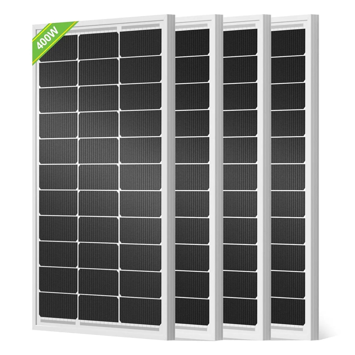 400W Solar Panels 4pcs 100 Watt 18V Monocrystalline Panel for Off Grid PV Power 2 Pack