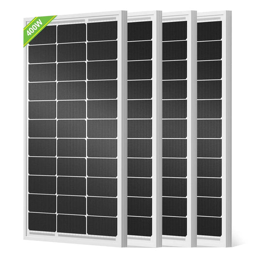 400W Solar Panels 4pcs 100 Watt 18V Monocrystalline Panel for Off Grid PV Power 2 Pack