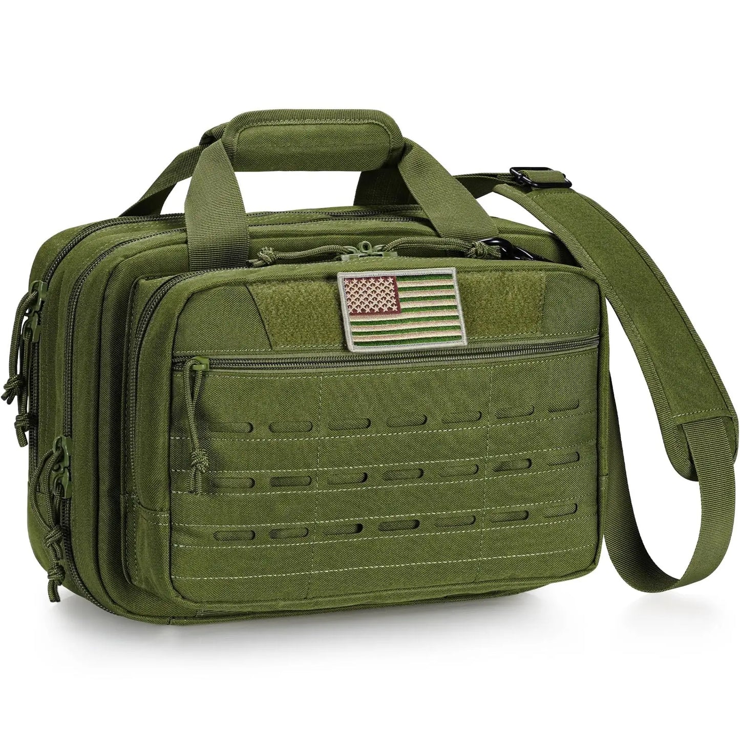 CVLIFE Tactical Gun Range Bag Case Pistol Handgun Lockable 3 Compartments Outdoor Shooting