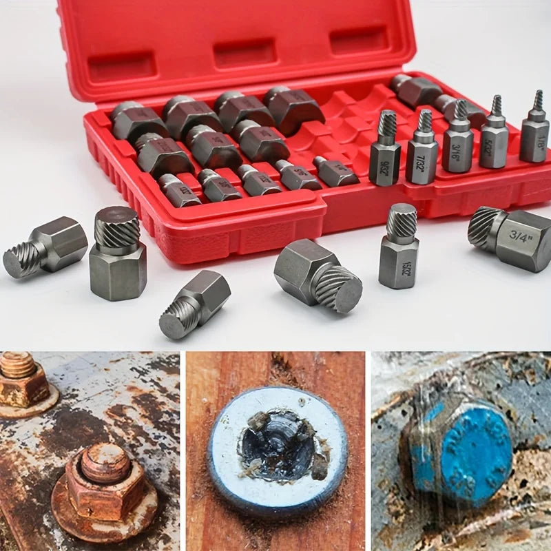 25PCS Screw Extractor Set, Hex Head Multi-Spline Easy Out Bolt Extractor Tool,for Removing Broken Studs Bolts Socket Screws