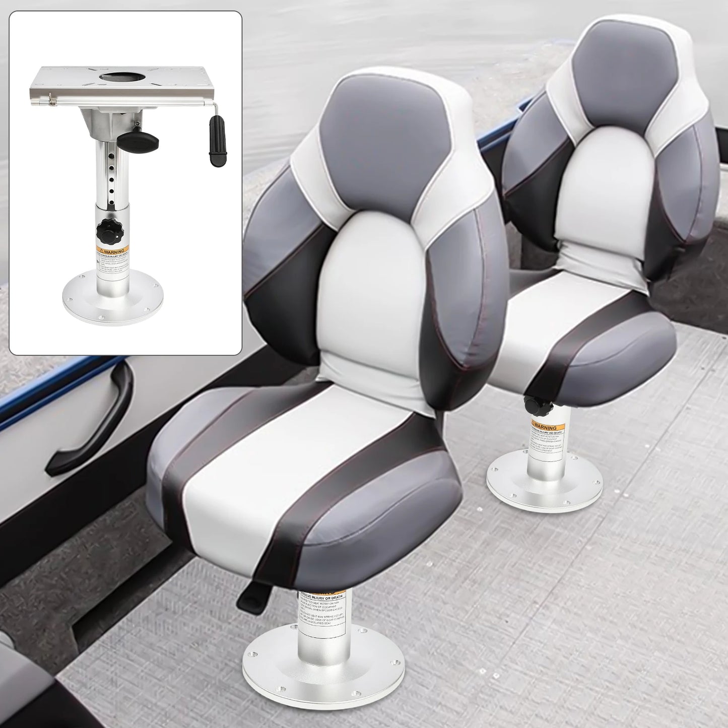 Adjustable Boat Seat Pedestal, Aluminum Alloy Adjustable Height 360° Swivel Fore/AFT Slide
